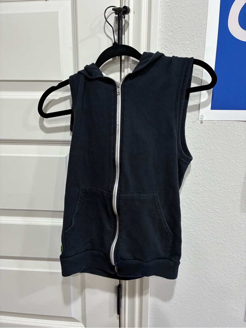 Women's Sleeveless Zip Hoodie Vest - Black